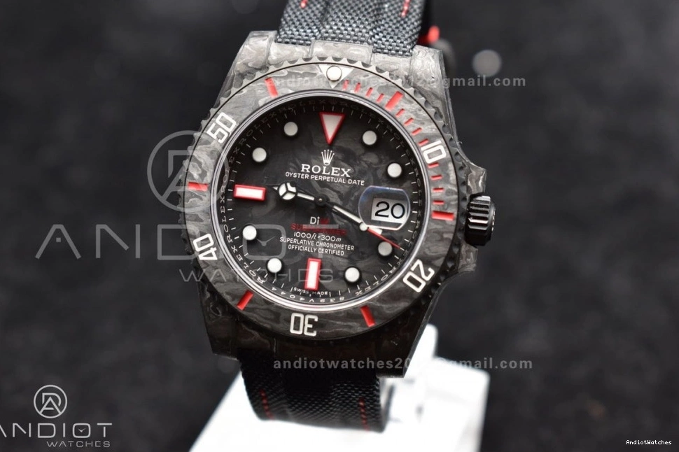 on 474 Submariner Nylon Red VSF VS Dial 1:1 DIW Best Black Carbon Edition Practical Black Strap 0515